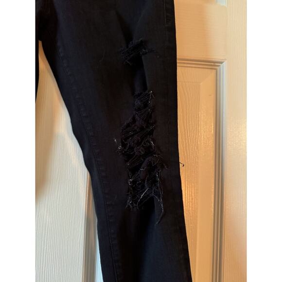 Frame Denim Le Skinny De Jeanne Jeans In Film nor Black Distressed Destroyed 27 - Picture 6 of 11